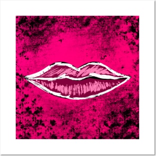 Grunge lips Posters and Art